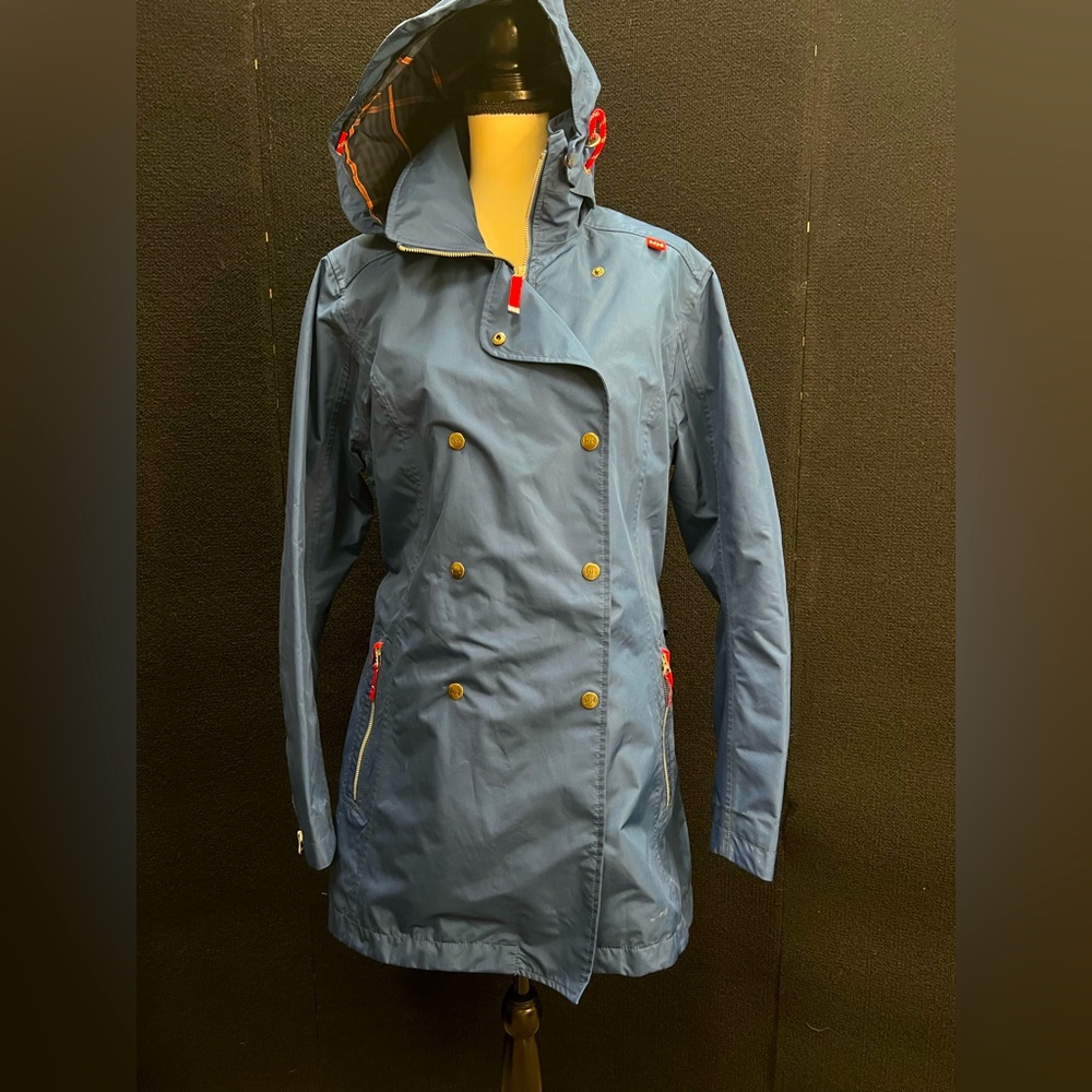 Helly Hansen Womens Double Breasted Welsey Trench Rain Jacket Size XL Royal Blue